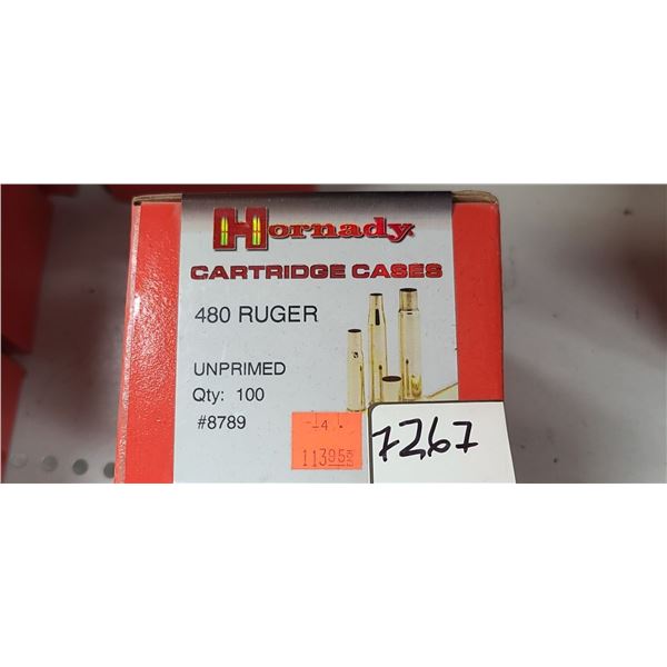 HORNADY 480 RUGER MAG UNPRIMED BRASS CASES 100PCS