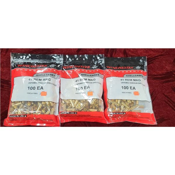 WINCHESTER 41 REM MAG UNPRIMED HANG GUN SHELL CASES 300 PCS