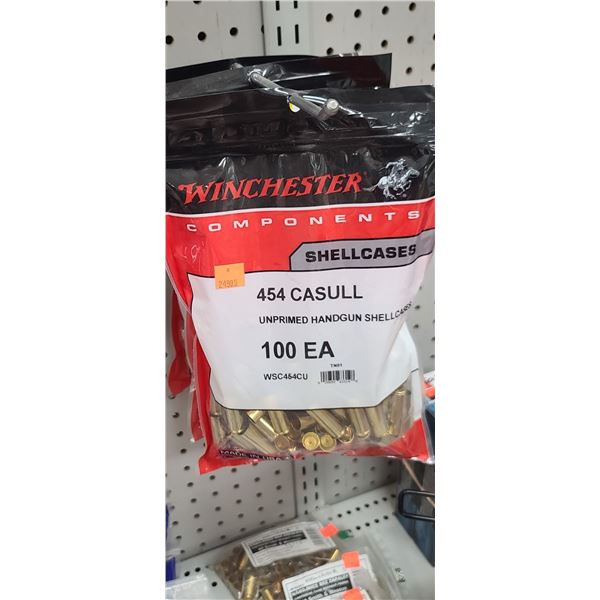 WINCHESTER 454 CASULL UNPRIMED CASES 100 PCS