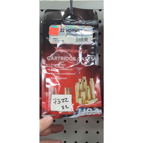 HORNADY 22 HORNET BRASS 100 PCS