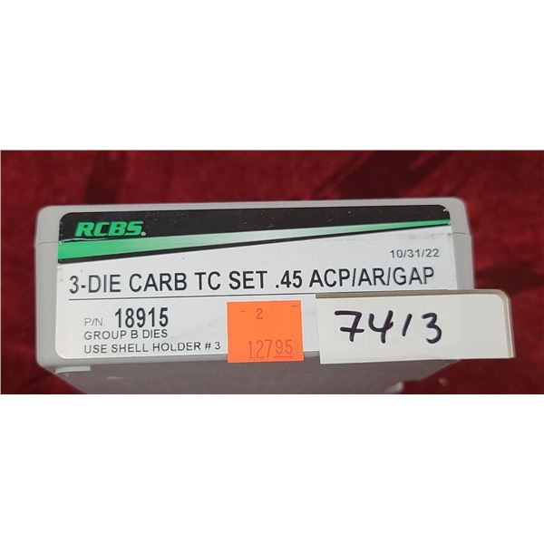 RCBS 3 DIE CARB TC SET 45 ACP/AP/GAP