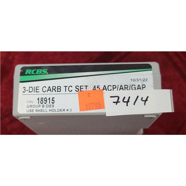 RCBS 3 DIE CARB TC SET 45 ACP/AP/GAP