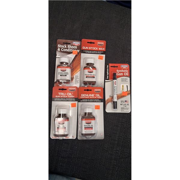 BIRCHWOOD CASEY OILS, STOCK SHEEN/CONDITIONER, WAX - 5 ITEMS