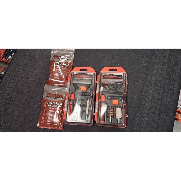 WINCHESTER .243, 20 GUAGE CLEANING KITS, TIPTON .22-.338 CAL KITS - 4 ITEMS
