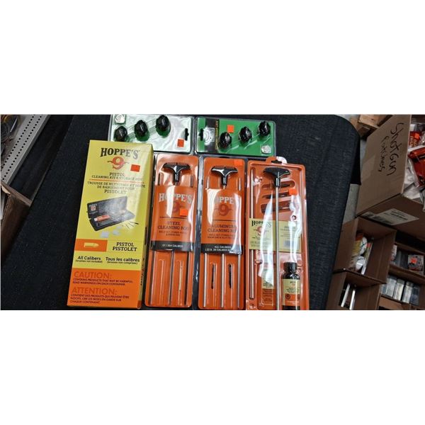ECONOMY TRIGGER LOCKS, PISTOL CLEANING KIT, RIFLE RODS (.17, 204, .22-.30 PLUS) 6 ITEMS