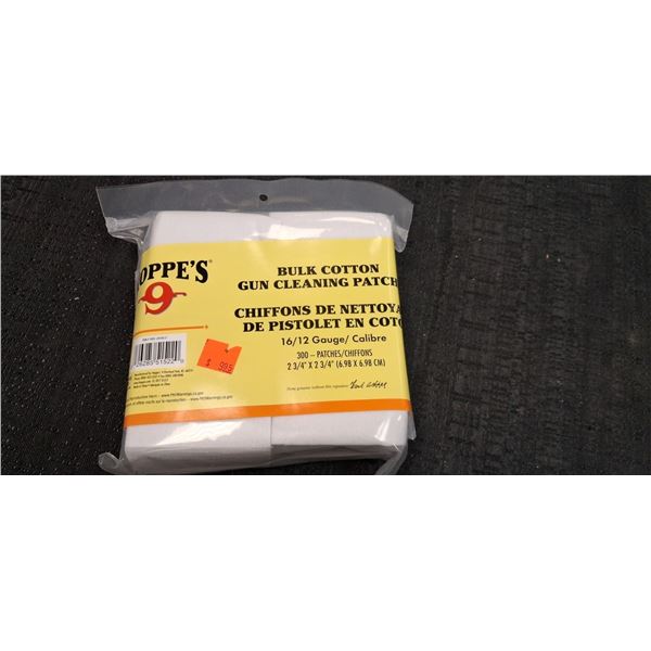 HOPPE'S 9 16/12 GUAGE BULK COTTON CLEANING PATCHES - 13 BAGS