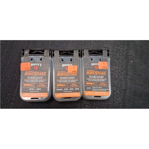 HOPPE'S 9 BORE SNAKES ASSORTED SIZES - 1 BOX OF 54 ITEMS