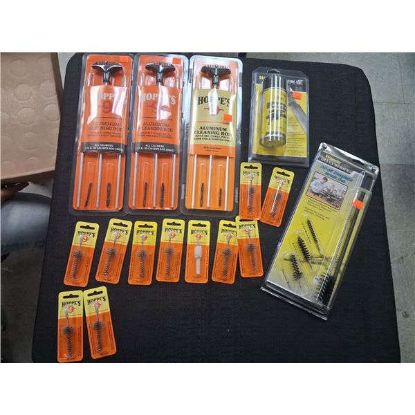 ASSORTED LOT OF CLEANING RODS AND BRUSHES - 1 BOX OF 16 ITEMS