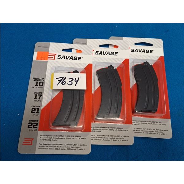 SAVAGE 3 OF #20005 MK2, 300, 501, 504, 10 SHOT-22 CAL, 21 SHARPS & 17 MACH2