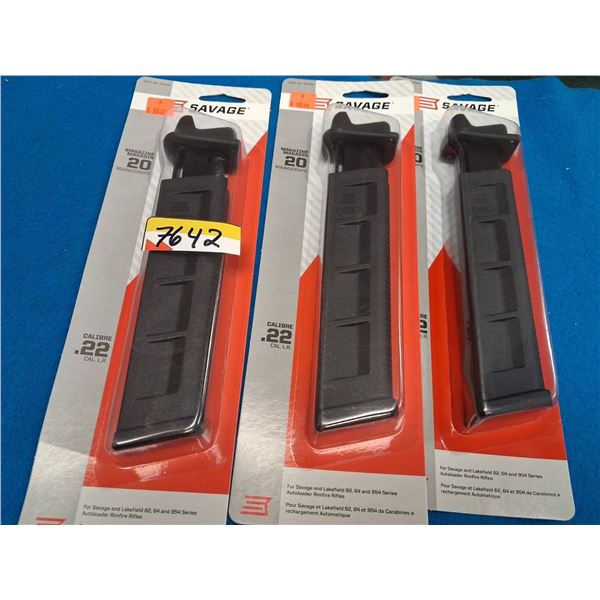 SAVAGE 3 OF MODELS - 62,64,954,20 SHOT, 22LR