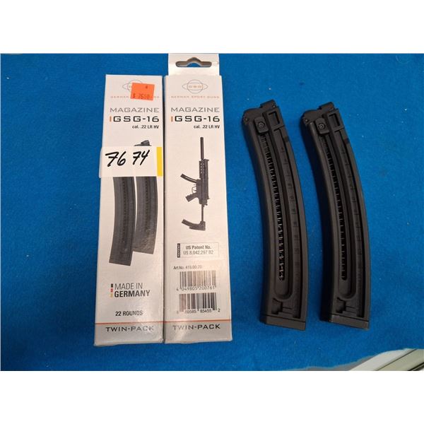 GSG 2 OF FITS GSG-16-22 CAL, 4 MAGS TOTAL, 22 RNDS EACH