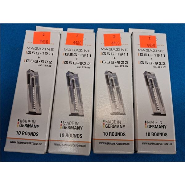 GSG 4 OF GSG-1911 & 922 PISTOL MAGS, 10 RND CAL 22LR
