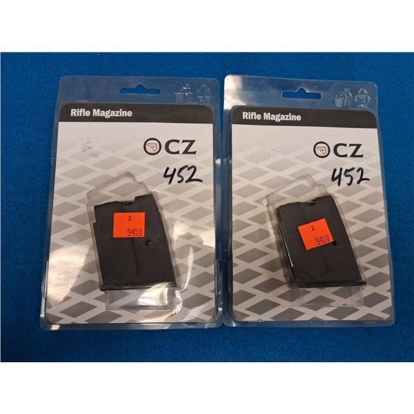 CZ MAGAZINE - FITS 452 CAL, 22 MAG & 17HMR, 5 RNDS, METAL MAGS - 2 ITEMS