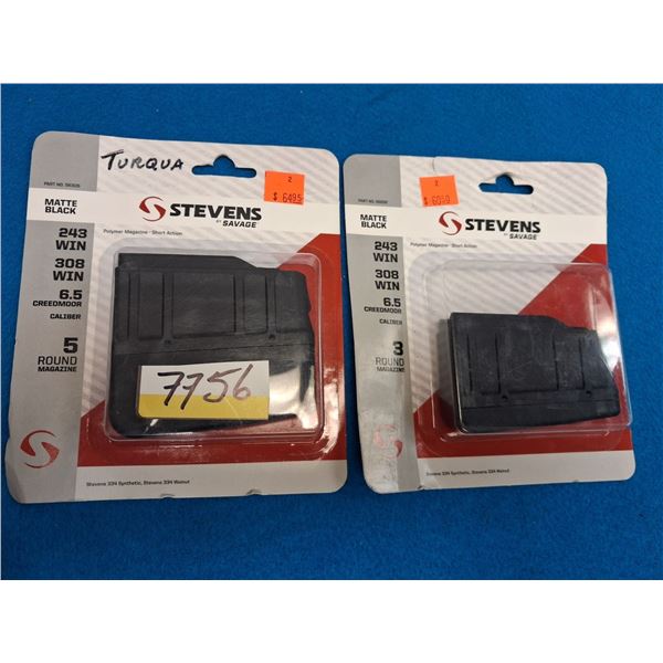 STEVENS - P.N. 56305&56292 S.A. 243, 6.5 CRD, 308 1-3RND & 1-5RND - 2 CLIPS TOTAL