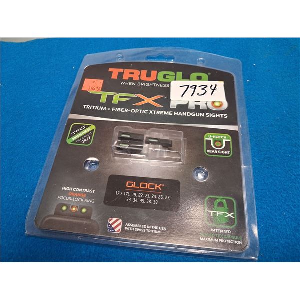 TRUGLO-TFX PRO TRITIUM + FIBRE OPTIC SIGHT SET FOR GLOCK 17,19,22,23,24,26,27,33,34,35,38&39