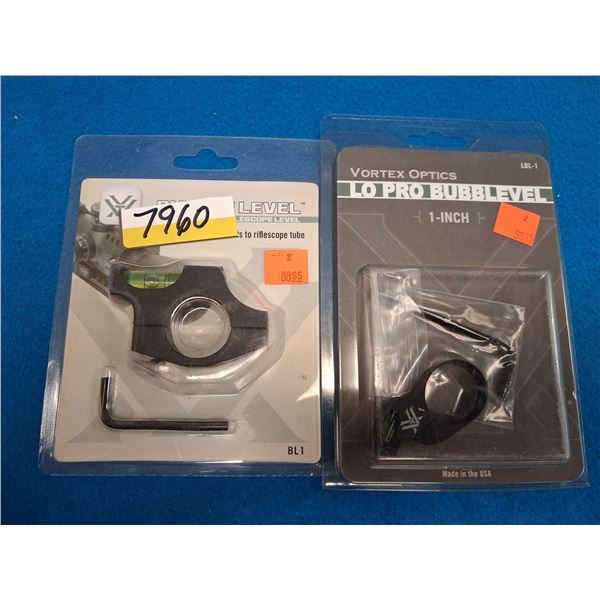 2X VORTEX BUBBLE LEVELS PN# LBL-1 & BL1 - BOTH 1"