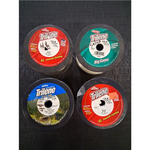 TRILENE BULK SPOOLS 12LB/3000YD, 12LB/3000YD - GR/12LB/3000YD, 40LB/1480YD - 4 ITEMS