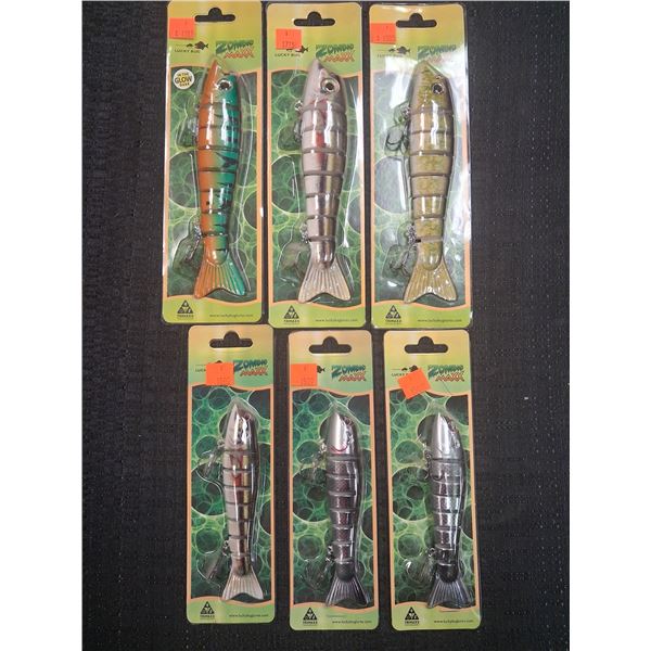 LUCKY BUG ZOMBIE MAXX 7"&5" MIX FISHING LURES - 6 ITEMS