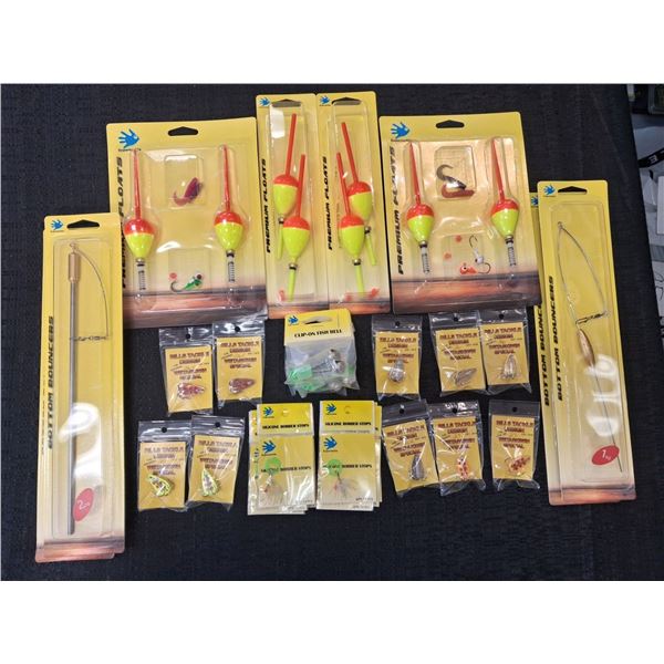 MIX BAG OF PREMIUM FLOATS, BOTTOM BOUNDERS, BELLS, WETASKWIN HOOKS, BOBBER STOPS - 2 LOTS, 1 BAG