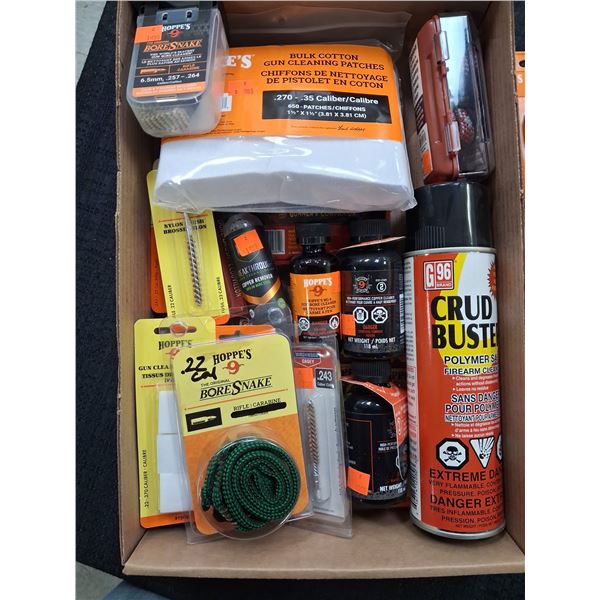 .22-270 CALIBER, 6MM, .243, 6.5MM, .270 PLUS BOX OF CLEANING SUPPLIES - 1 BOX, 1 ROD