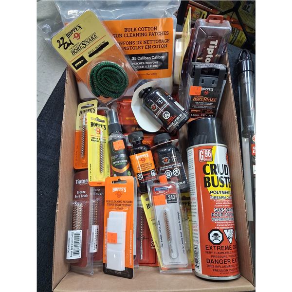 .22-270 CALIBER, 6MM, .243, 6.5MM, .270 PLUS BOX OF CLEANING SUPPLIES - 1 BOX, 1 ROD