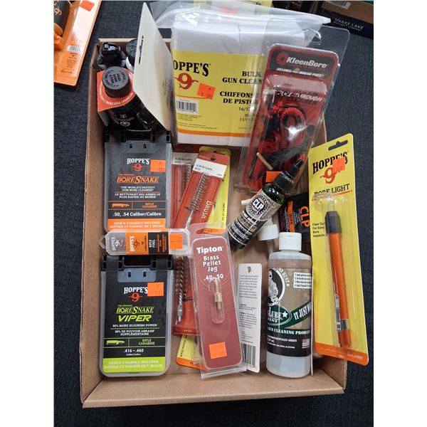 .30 CALIBER PLUS CLEANING SUPPLY BOXES AND ROD. 1 BOX, 1 ROD