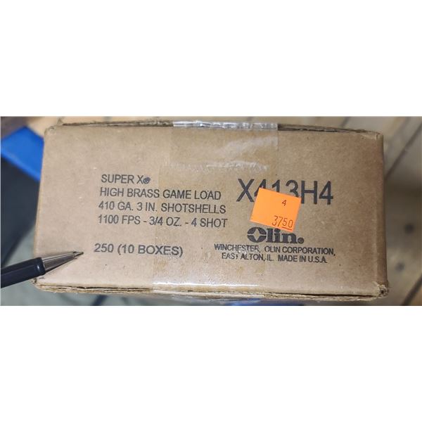 1 CASE WINCHESTER 410 GAUGE SUPER X 3", #4 SHOT, 250 ROUND, PAL REQUIRED, NO SHIPPING ON AMMUNTION