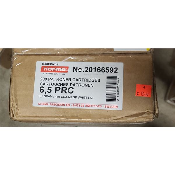 1 CASE 6.5 PRC, 140 GRAIN SP WHITETAIL, 200 ROUNDS PAL REQUIRED, NO SHIPPING ON AMMUNTION