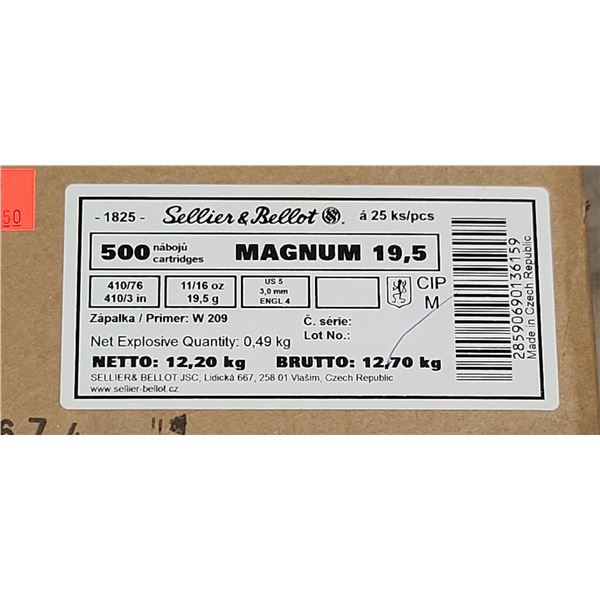 1 CASE SELLIER & PELLOT 410 GAUGE 3", #4 SHOT, 500 ROUNDS PER CASE PAL REQUIRED, NO SHIPPING ON AMMU