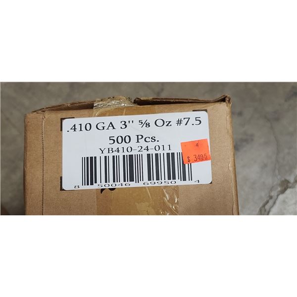 1 CASE YBR 410 GAUGE 3", #7 1/2, SHOT 500 ROUNDS PER CASE PAL REQUIRED, NO SHIPPING ON AMMUNTION