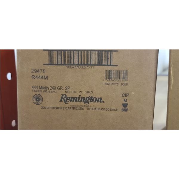 1 CASE REMINGTON 444 MARLIN 240 GRAIN SP, 200 ROUNDS PER CASE PAL REQUIRED, NO SHIPPING ON AMMUNTION
