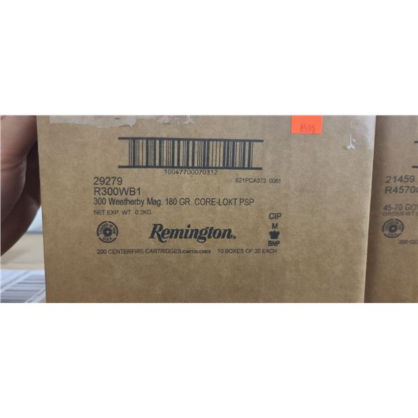 1 CASE REMINGTON 300 WBY. MAG. 180 GRAIN, CORE LOKI, 200 ROUNDS, PAL REQUIRED, NO, SHIPPING ON AMMUN