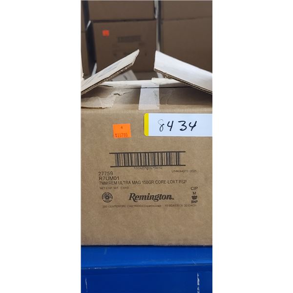 1 CASE REMINGTON 7MM REM ULTRA MAG. 150 GRAIN. CORE LOKI PSP,200 ROUNDS, PAL REQUIRED, NO SHIPPING O