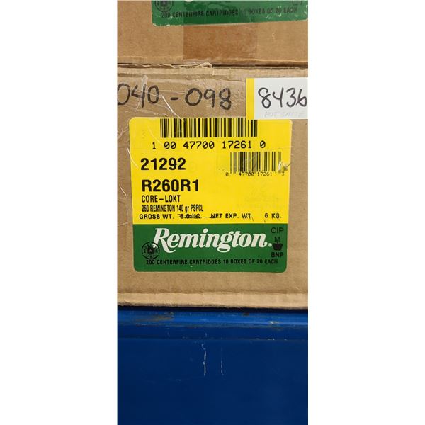 1 CASE REMINGTON 260, 140 GRAIN PSPCL. PAL REQUIRED,200 ROUNDS, NO SHIPPING ON AMMUNTION