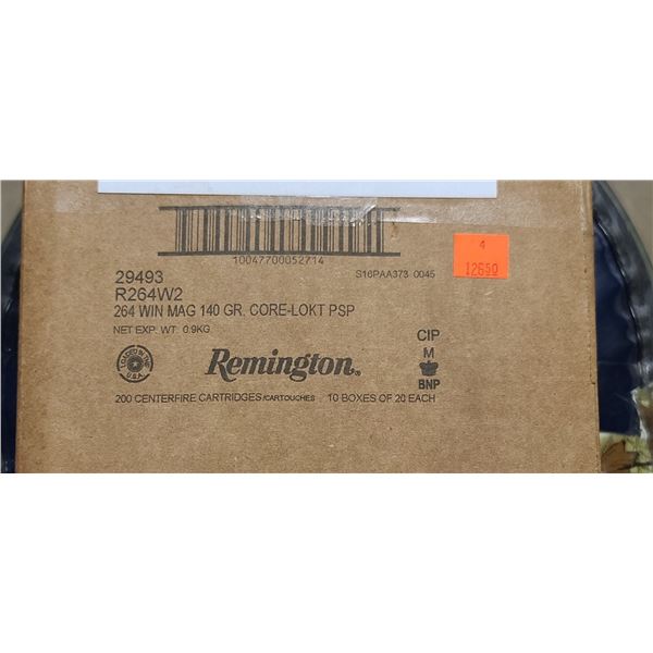 1 CASE REMINGTON 264 WIN MAG. 140 GRAIN. CORE LOKI PSP,200 ROUNDS, PAL REQUIRED, NO SHIPPING ON AMMU