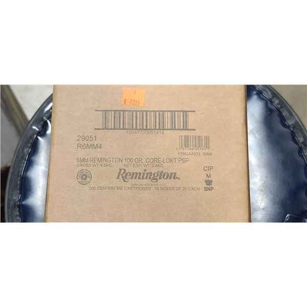 1 CASE REMINGTON 6MM REM. 100 GRAIN. CORE LOKI PSP,200 ROUNDS, PAL REQUIRED, NO SHIPPING ON AMMUNTI