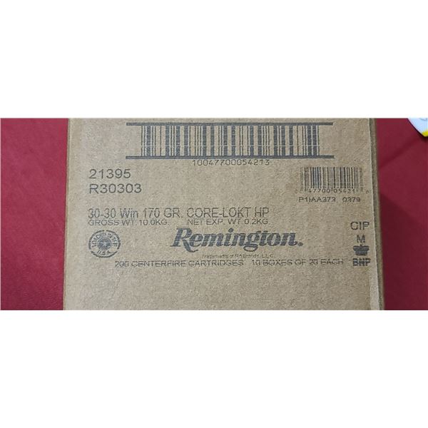 1 CASE REMINGTON 30-30 WIN. 170 GRAIN. HP, 200 ROUNDS, PAL REQUIRED, NO SHIPPING ON AMMUNTION