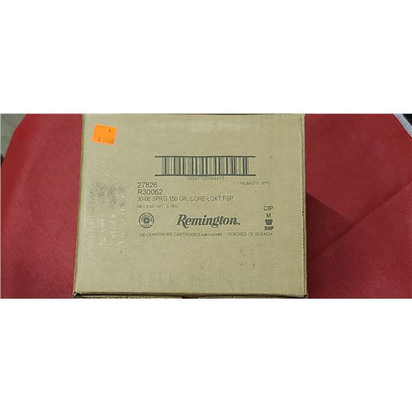 1 CASE REMINGTON 30-06 SPRG. 150 GRAIN. CORE LOKI PSP,200 ROUNDS, PAL REQUIRED, NO SHIPPING ON AMMUN
