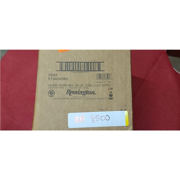 1 CASE REMINGTON 300 WSM. 150 GRAIN. CORE LOKI TIPPED,200 ROUNDS, PAL REQUIRED, NO SHIPPING ON AMMUN
