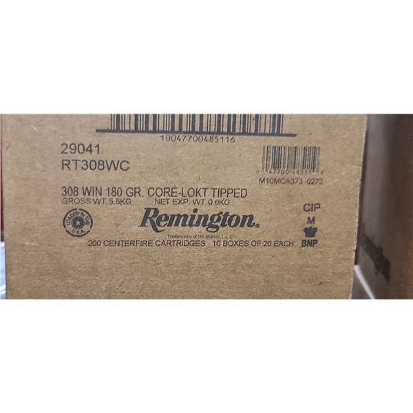 1 CASE REMINGTON 308 WIN. 180 GRAIN. CORE LOKI TIPPED,200 ROUNDS, PAL REQUIRED, NO SHIPPING ON AMMUN