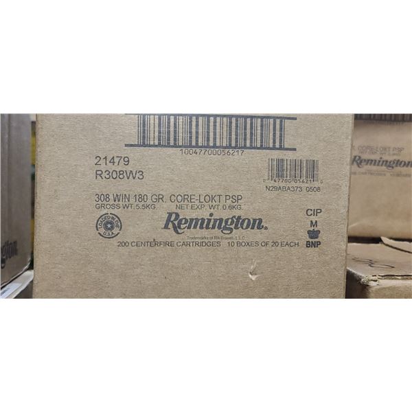 1 CASE REMINGTON 308 WIN. 180 GRAIN. CORE LOKI PSP,200 ROUNDS, PAL REQUIRED, NO SHIPPING ON AMMUNTIO