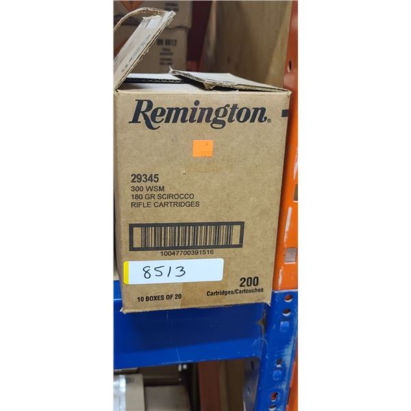 1 CASE REMINGTON 300 WSM. 180 GRAIN SCIROCCO 200 ROUNDS, PAL REQUIRED,