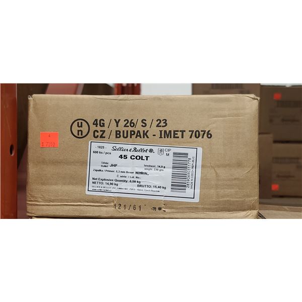 1 CASE SELLIER & PELLOT 45 COLT 230 GRAIN JHP 600 ROUNDS PER CASE PAL REQUIRED, NO SHIPPING ON AMMUN