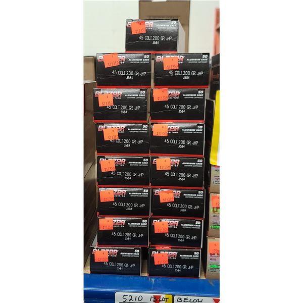 15 BOXES CCI BLAZER 45 COLT 200 GRAIN 750 ROUNDS, PAL REQUIRED, NO SHIPPING ON AMMUNTION
