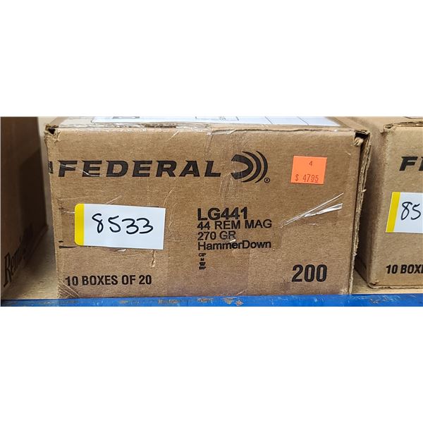 1 CASE FEDERAL  44 REM.MAG. 270 GRAIN, HAMMER DOWN, 200 ROUNDS, PAL REQUIRED, NO SHIPPING ON AMMUNTI