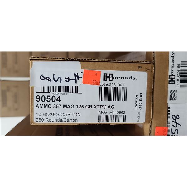 1 CASE HORNADY 357 MAG. 125 GRAIN, XTP 250 ROUNDS, PAL REQUIRED, NO SHIPPING ON AMMUNTION