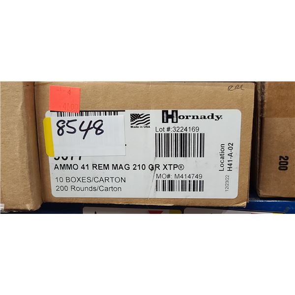 1 CASE HORNADY 41 REM MAG, 210 GRAIN, XTP, 200 ROUNDS, PAL REQUIRED, NO SHIPPING ON AMMUNTION