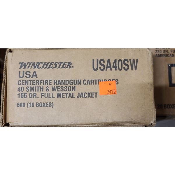 1 CASE WINCHESTER 40 S&W 165 GRAIN, FMJ 500 ROUNDS, PAL REQUIRED, NO SHIPPING ON AMMUNTION