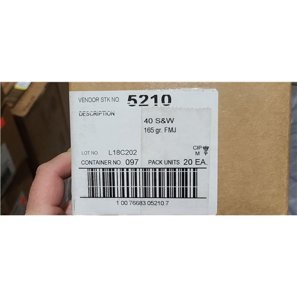 1 CASE CCI BLAZER 40 S&W 180 GRAIN, FMJ, 1000 ROUNDS, PAL REQUIRED, NO SHIPPING ON AMMUNTION