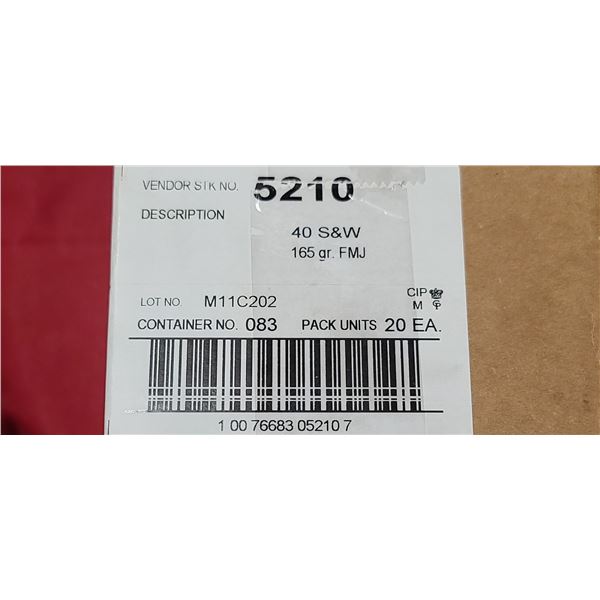 1 CASE CCI BLAZER 40 S&W 165 GRAIN, FMJ, 1000 ROUNDS, PAL REQUIRED, NO SHIPPING ON AMMUNTION
